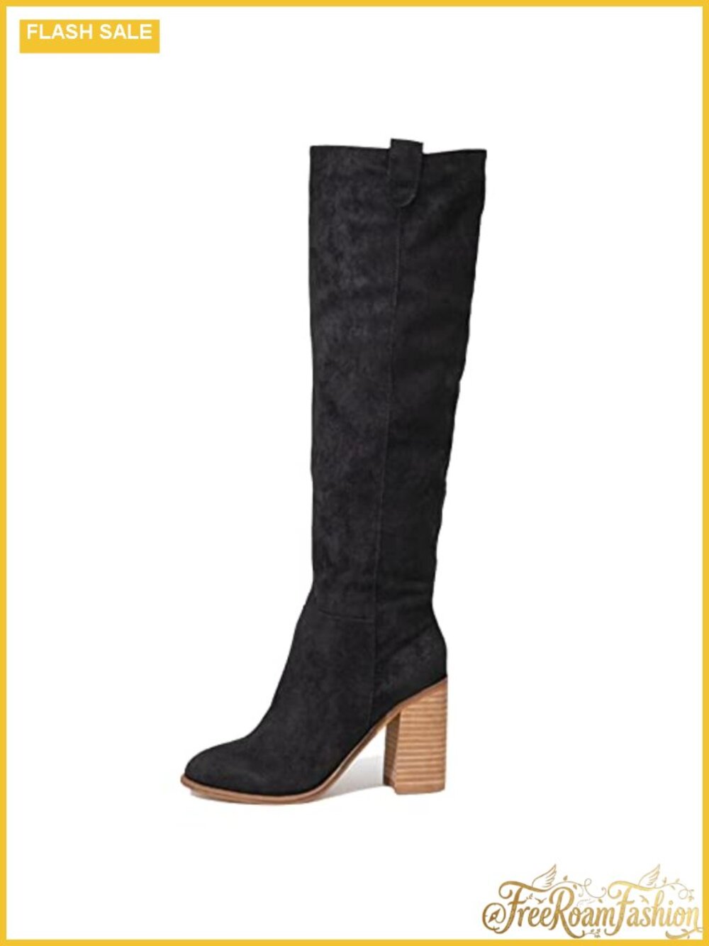 Suede Knee High Boots Tall Slouch Boot Chunky Heel Round Toe Chelsea
